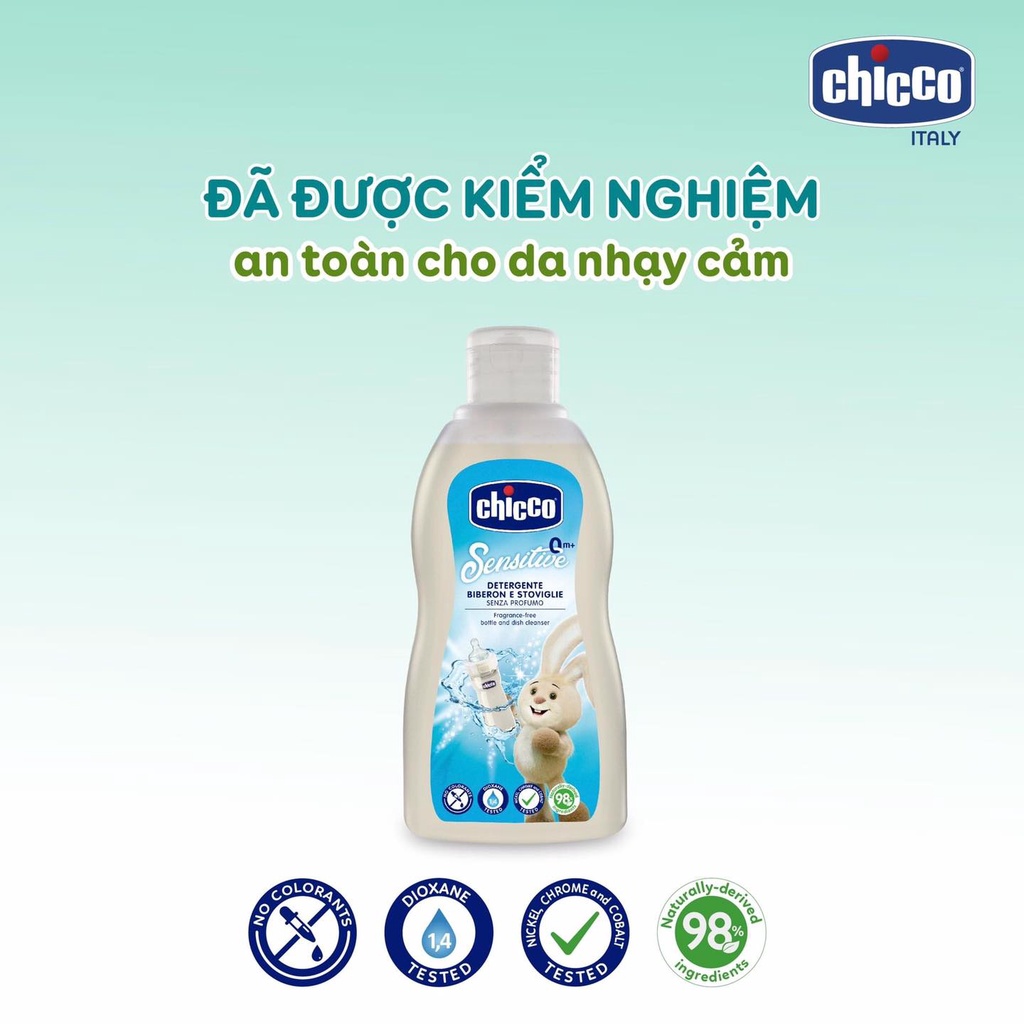 Gel dầu dừa Chicco nhập khẩu từ Ý rửa vệ sinh bình sữa diệt vi khuẩn hiệu quả an toàn cho da nhạy cảm mẹ và bé 300ML