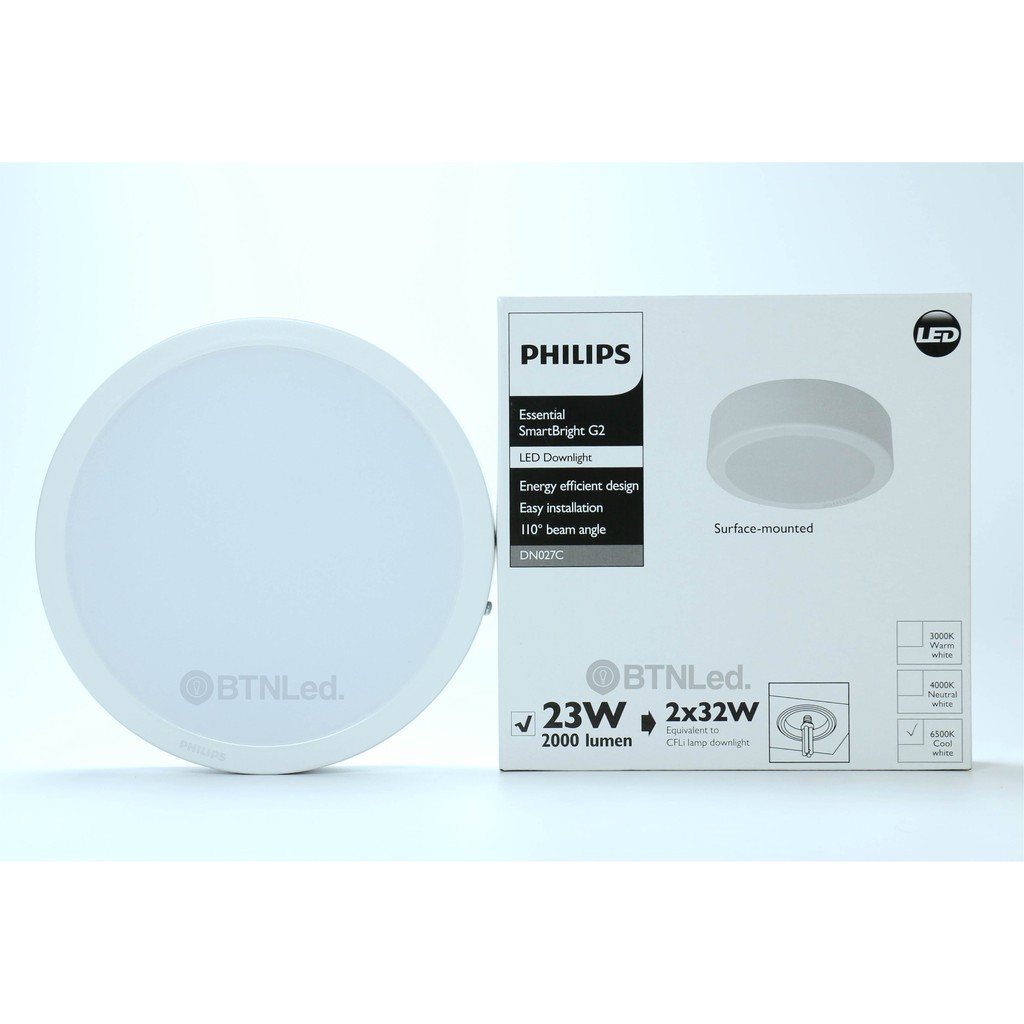 Bộ đèn PHILIPS LED Ốp Trần Nổi DN027C -  - Dải công suất rộng, kiểu dáng đa dạng