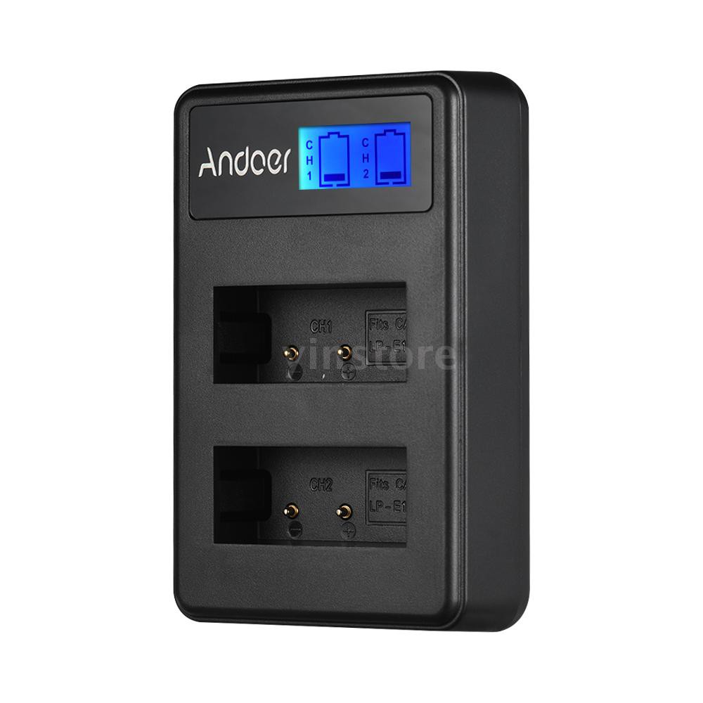 yins♥Andoer LCD2-LPE17 Compact Dual Channel LCD Camera Battery Charger USB Input LCD Display for Canon LP-E17 Camera Bat