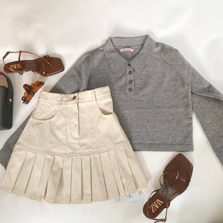 𝐌𝐈𝐀 𝐑𝐈𝐓𝐓𝐀💗 Chân váy kaki đuôi cá xếp li be💖 Chân váy đuôi cá cạp cao dáng ngắn V967