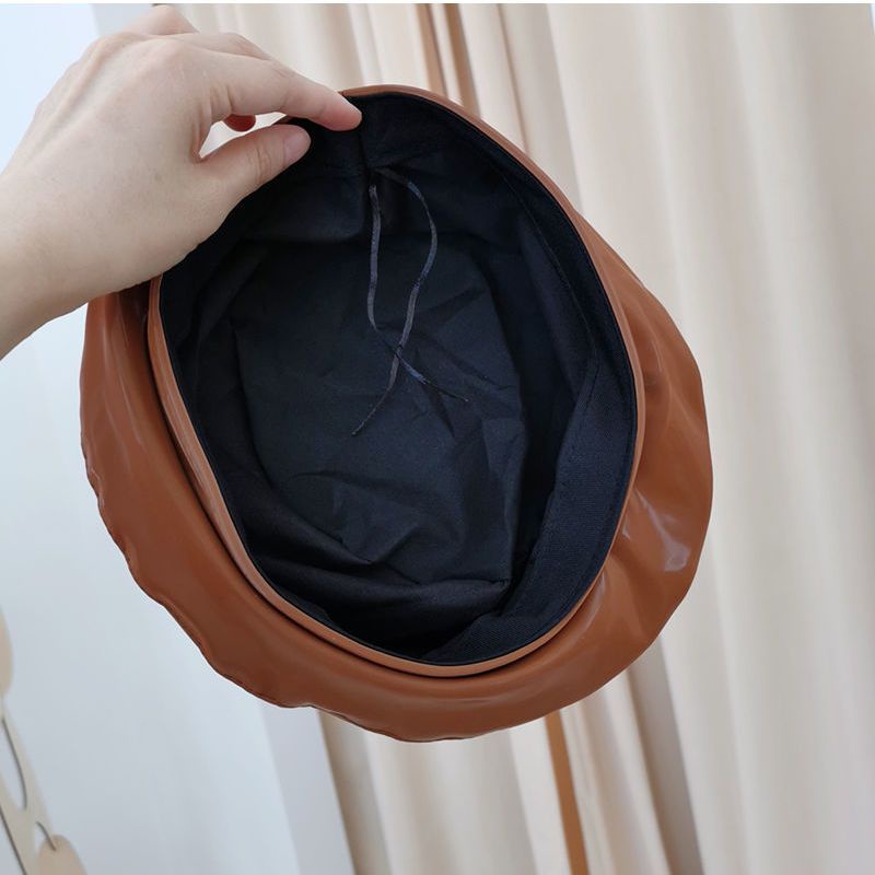 [Aishang Trang Sức Đẹp] Mũ Beret Da pu Sáng Bóng Thời Trang Xuân Hè Anh Quốc Cổ Điển Dễ Phối Đồ Cho Nữ