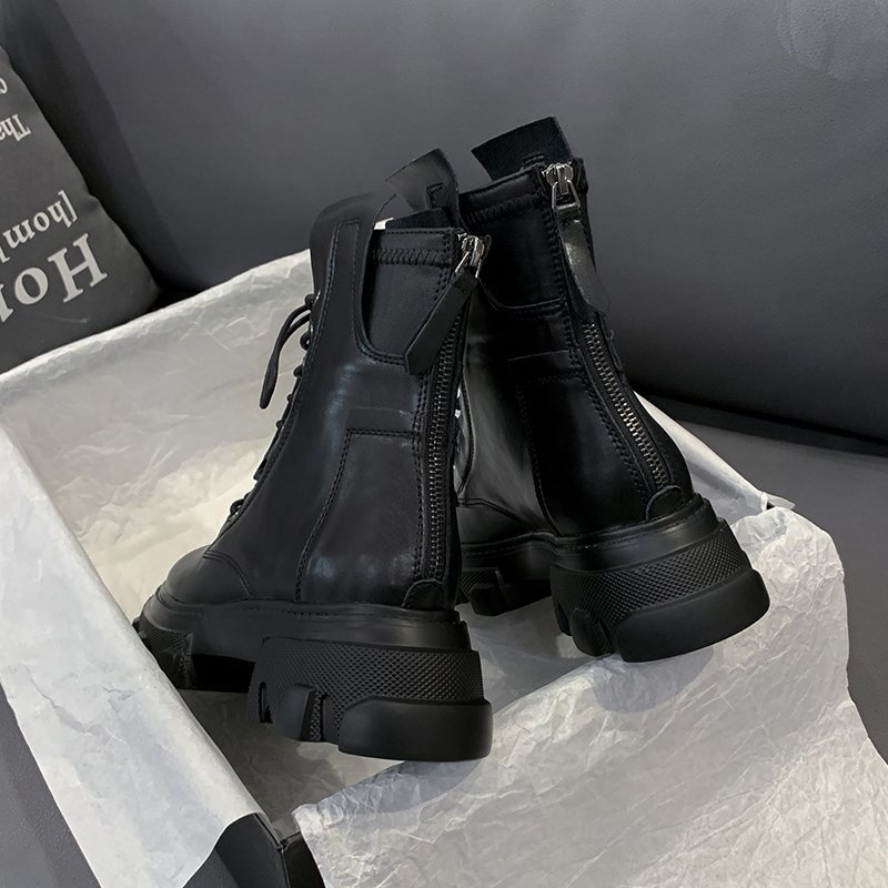 Giày bốt ngắn Martin chiến binh Cao Cấp G596 boot phong cách thời trang Anh dây kéo phía sau cá tính thiết kế Ulzzang