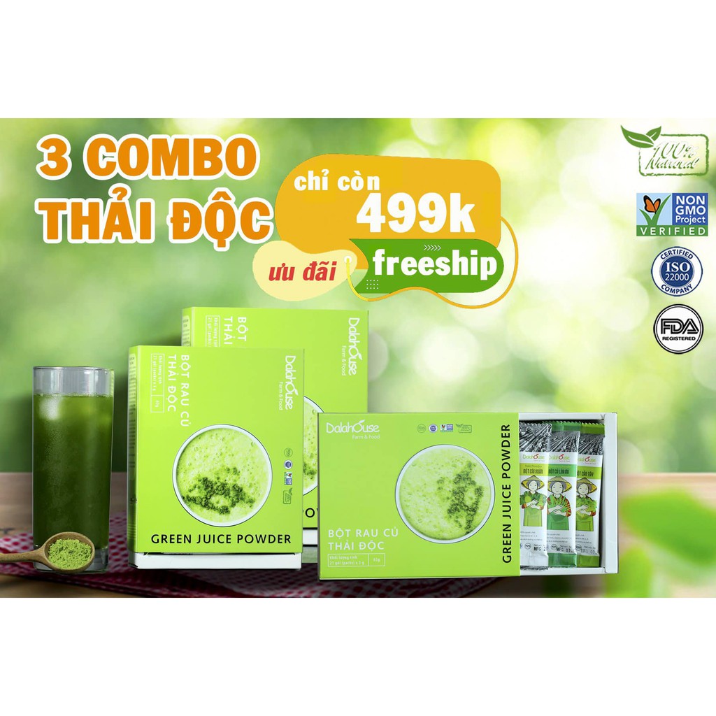 [Dalahouse]COMBO 3 Hộp Bột Rau Củ Thải Độc (CTKM Tháng 4 mua 3 hộp còn 499k)