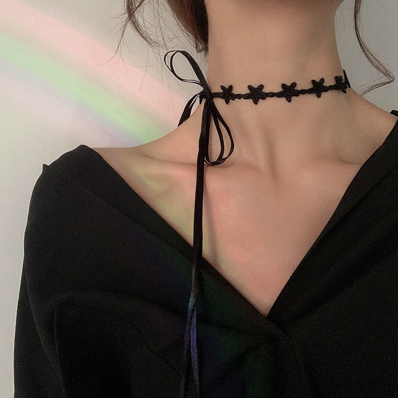 Choker vải dây buộc Choker vòng cổ hình ngôi sao đơn giản cá tính