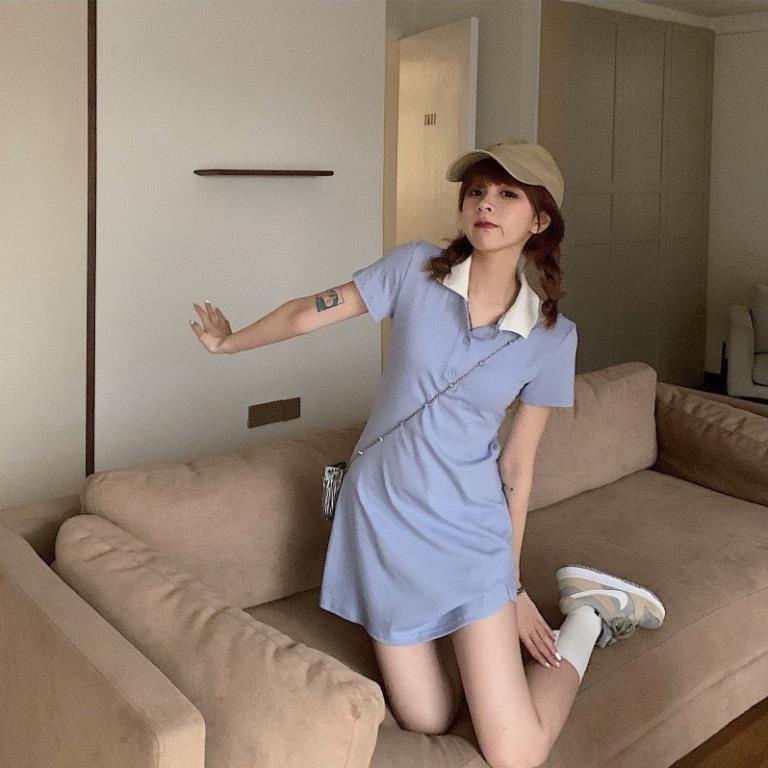 đầm polo nữ kiểu mới 2022 , thiết kế cổ trắng cực xinh TT 05