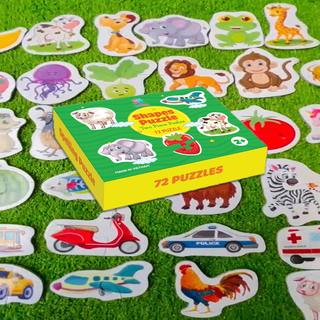 Bộ Ghép Hình Tư Duy 2 Mảnh Puzzles 72 Miếng Cho Bé Sáng Tạo, Thông Minh