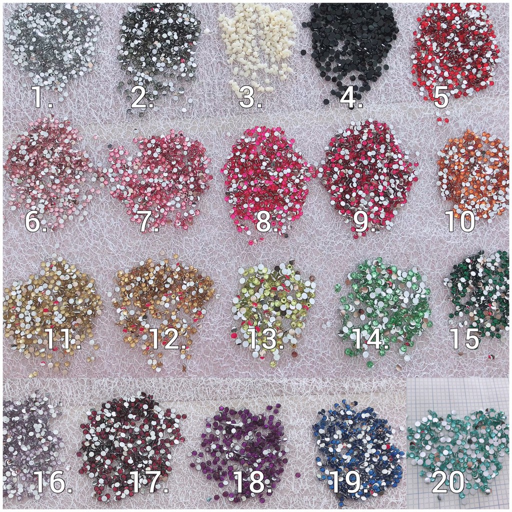 Hạt nhựa giả đá trang trí nón mũ, giày dép, túi xách, váy áo 2-3mm