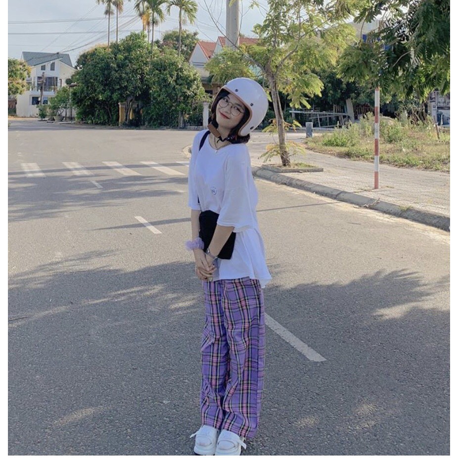 Quần CARO ỐNG RỘNG 2 Màu Ulzzang Unisex (Cùng FORM với CARO 12 MÀU) 1hitshop