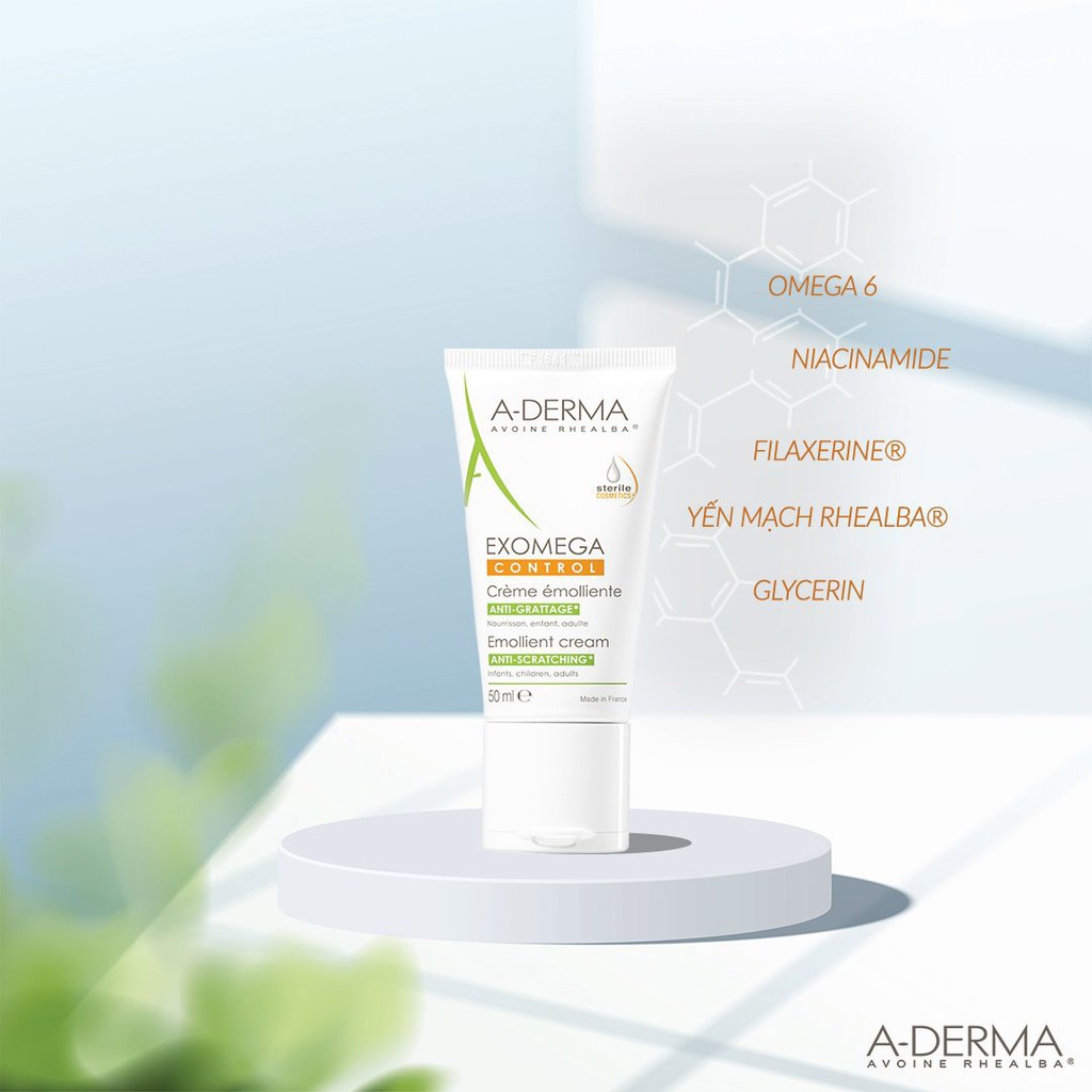 Kem dưỡng ẩm Aderma Exomega Control Emollient Cream Cho Da Viêm Cơ Địa Và Da Khô - 50ml - Skinfa.