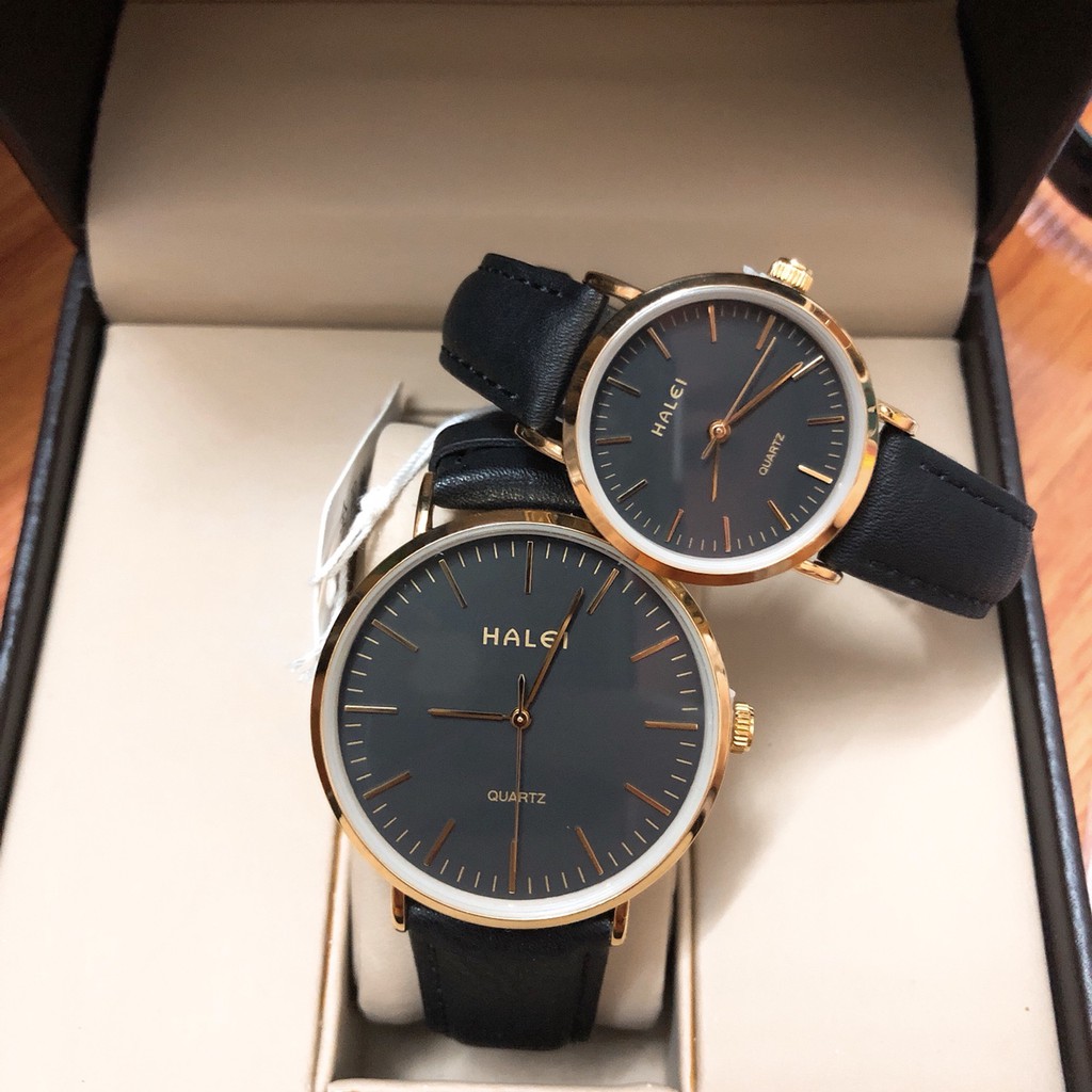 Đồng hồ nam nữ HALEI mặt tròn số vạch 25mm 39mm dây da cao cấp kính chống xước, chống nước tuyệt đối HL541 | BigBuy360 - bigbuy360.vn