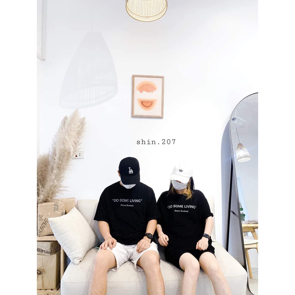 Áo thun Unisex 100% Cotton phong cách Hàn Quốc &quot; DO SOME LIVING &quot; , Áo phông nam nữ tay lỡ form rộng cao cấp