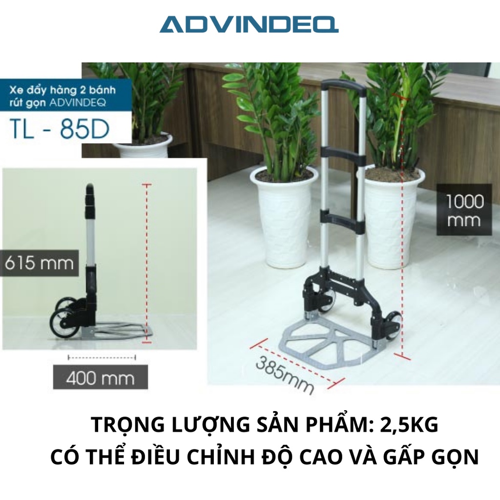 Xe đẩy hàng ADVINDEQ TL-85D, thiết kế 2 bánh gấp gọn, công nghệ Đài Loan cao cấp, tải trọng 85kg