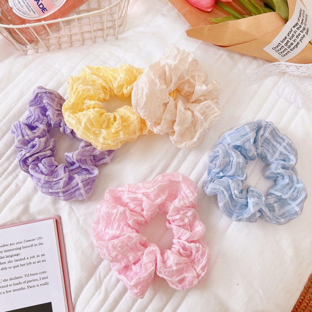 Dây Buộc Tóc Vải Lưới Màu Sắc Ngọt Ngào Phong Cách Hàn Quốc