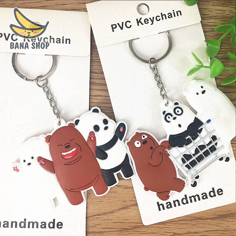 Móc khoá nhựa dẻo 3 anh em gấu bare bear cute Chúng tôi là gấu