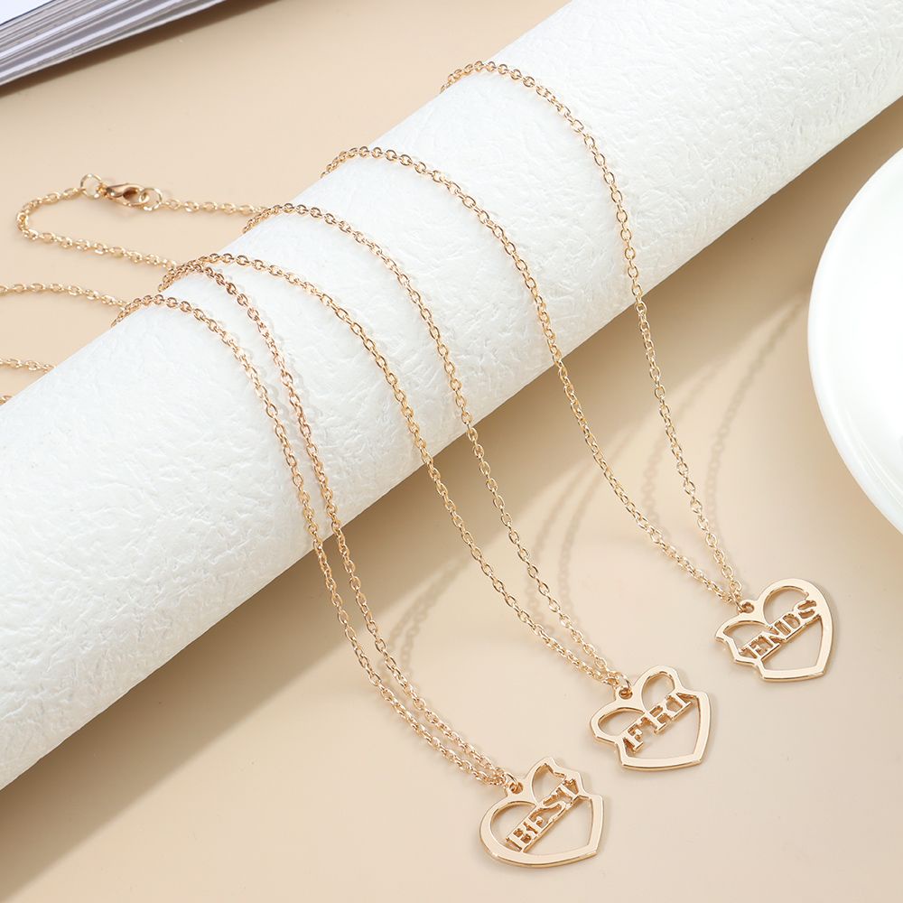 Set 3 Vòng cổ mặt hình trái tim khắc chữ Best Friends thời trang cho cặp đôi