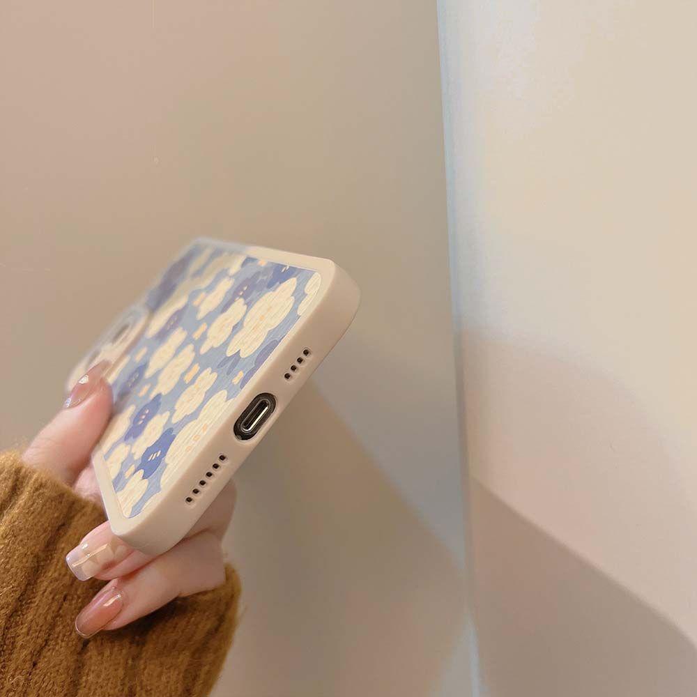 Ốp Điện Thoại Mềm Siêu Mỏng Chống Sốc Họa Tiết Hoa Màu Xanh Dương Cho iPhone Bảo Vệ