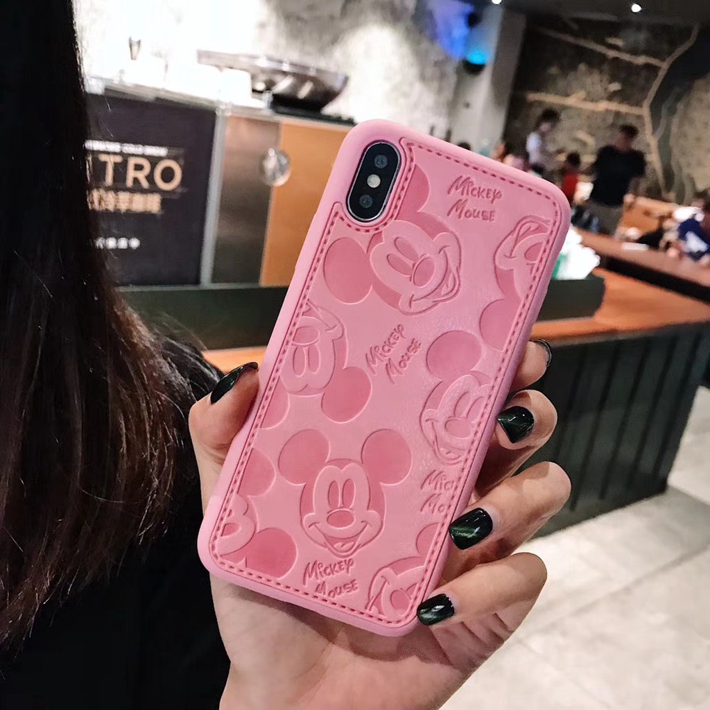 Ốp lưng bằng da hình mickey minnie cho iPhone 12 11 pro Max 6 6S 7 8 Plus X XR | BigBuy360 - bigbuy360.vn