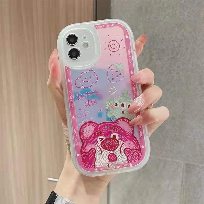 Ốp Điện Thoại Màu Laser In Hình Gấu Dễ Thương Cho IPhone 12 13 11 Pro Max X Xs Max Xr 4756