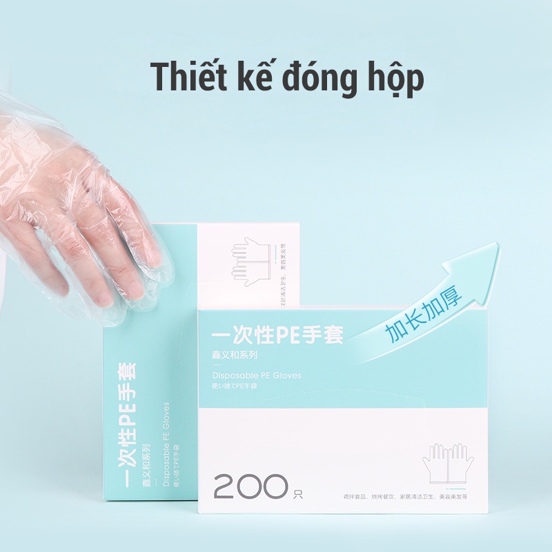 [FREESHIP❤️] [HÀNG CÓ SẴN] Hộp 200 bao tay nilong dày dặn dùng 1 lần