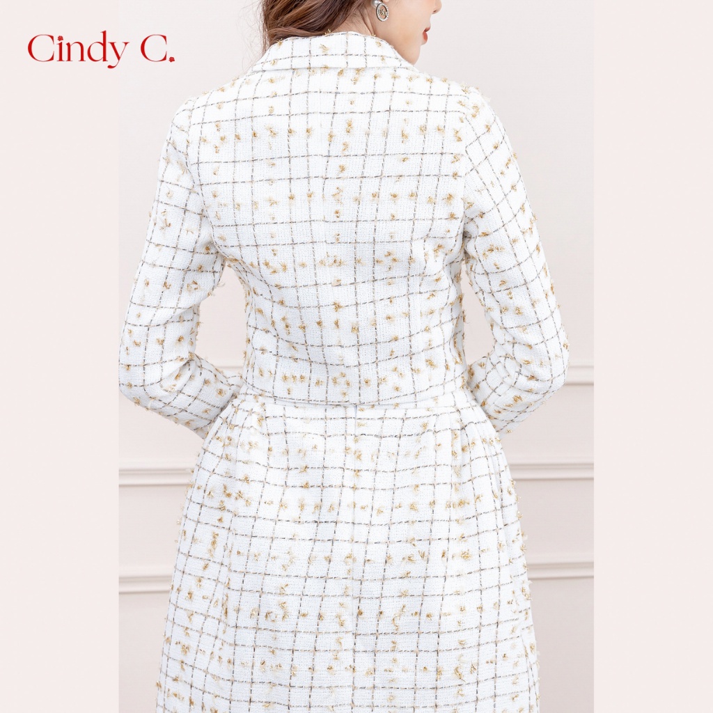 Set Áo khoác và chân váy Kendy CINDY C chất liệu Tweed trắng thanh lịch 248