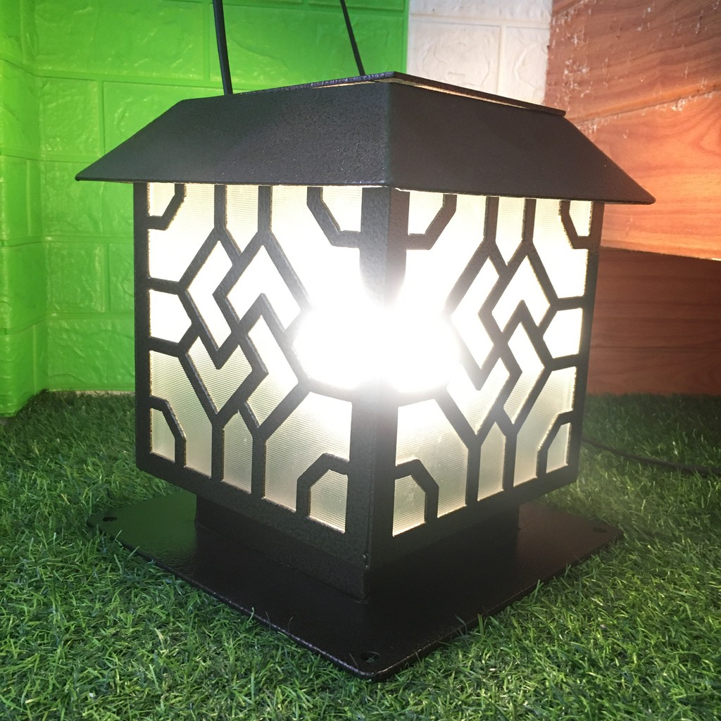 Đèn trụ cổng,đèn cột cao cấp 20x20cm, Thép 2mm sơn tĩnh điện - Điện Việt
