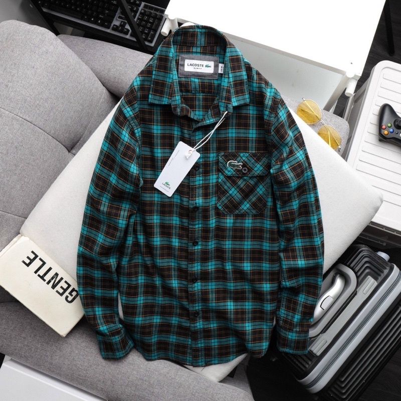Aó sơ mi nam dài kẻ caro  hàng VNXK Thời Trang chất vải cotton cao cấp thoáng mát  thấm hút