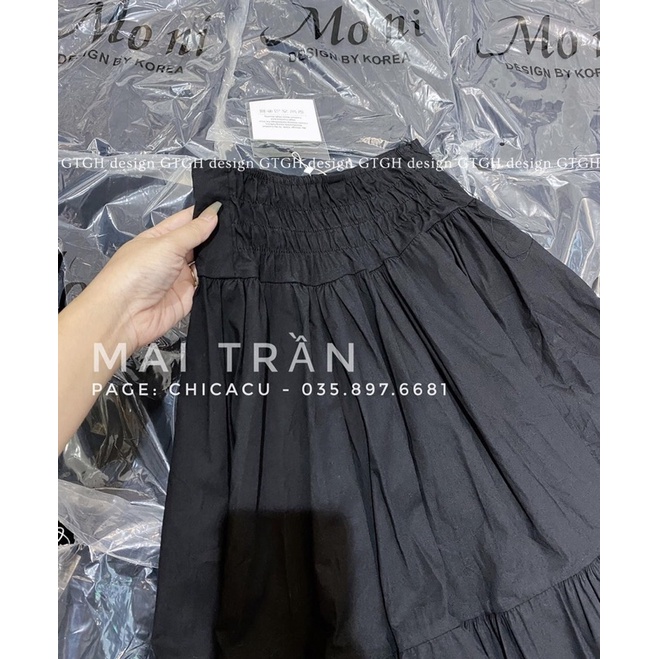 Sét áo len hoa tiết và chân váy chun sau bản to Mao Mao Boutique