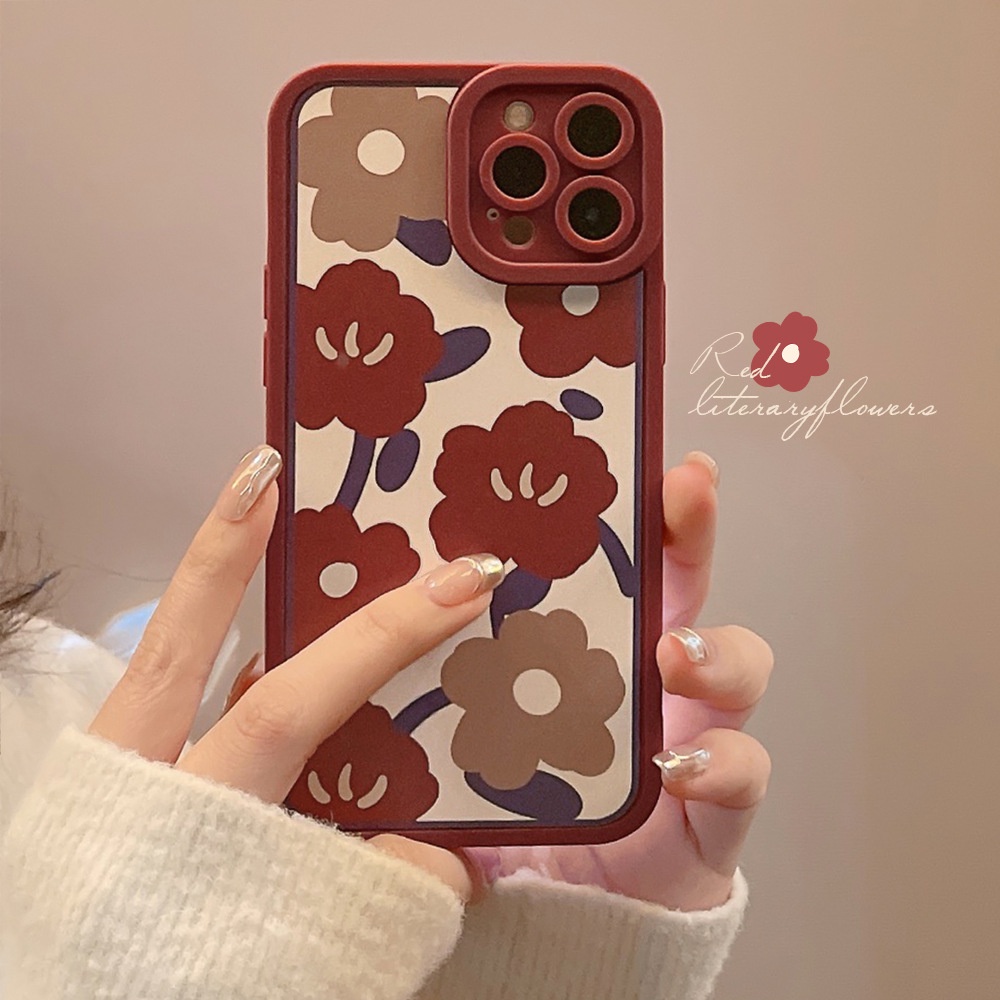 Ốp lưng iphone hoa đỏ cạnh vuông 14promax/13promax/13pro/13/12promax/12pro/12/11/11promax/7plus/8plus/x/xsmax