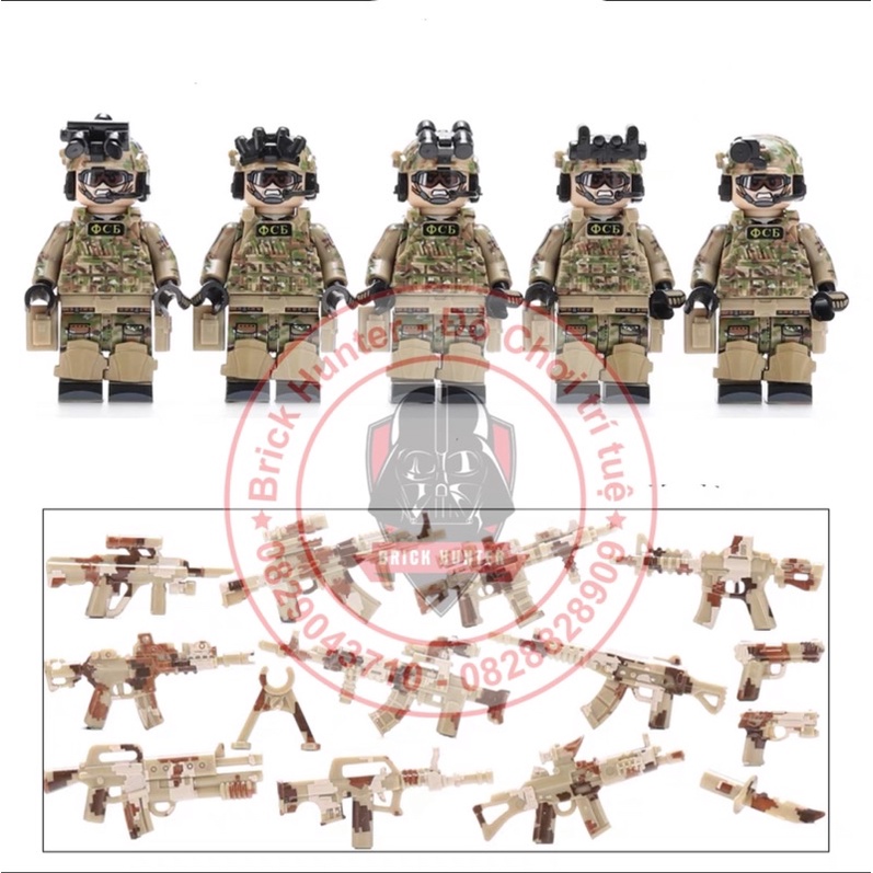 Đồ chơi xếp hình Army minifigures đội 5 lính đặc nhiệm Alpha của Nga