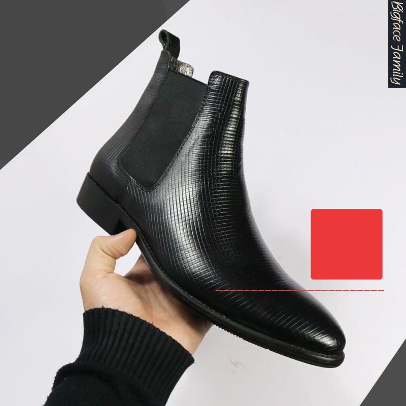 Chelsea Boots da bò dập vân
