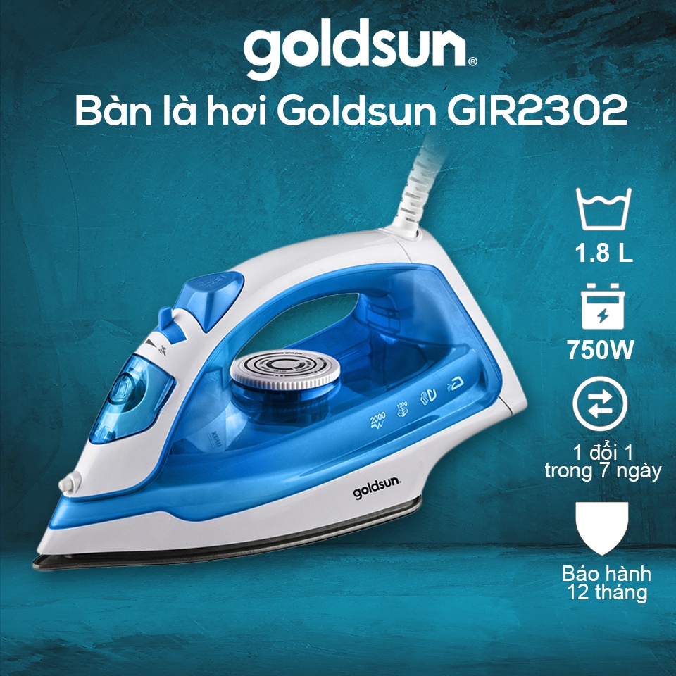 Bàn là hơi nước cầm tay Goldsun GIR2301 - Hàng Chính Hãng - Bảo Hành 12 Tháng, lỗi đổi mới trong 7 ngày