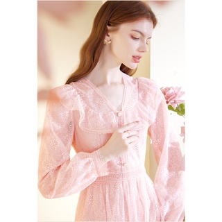 Đầm ren hoa anh đào cổ chữ v thời trang mùa thu mới hc1 2023