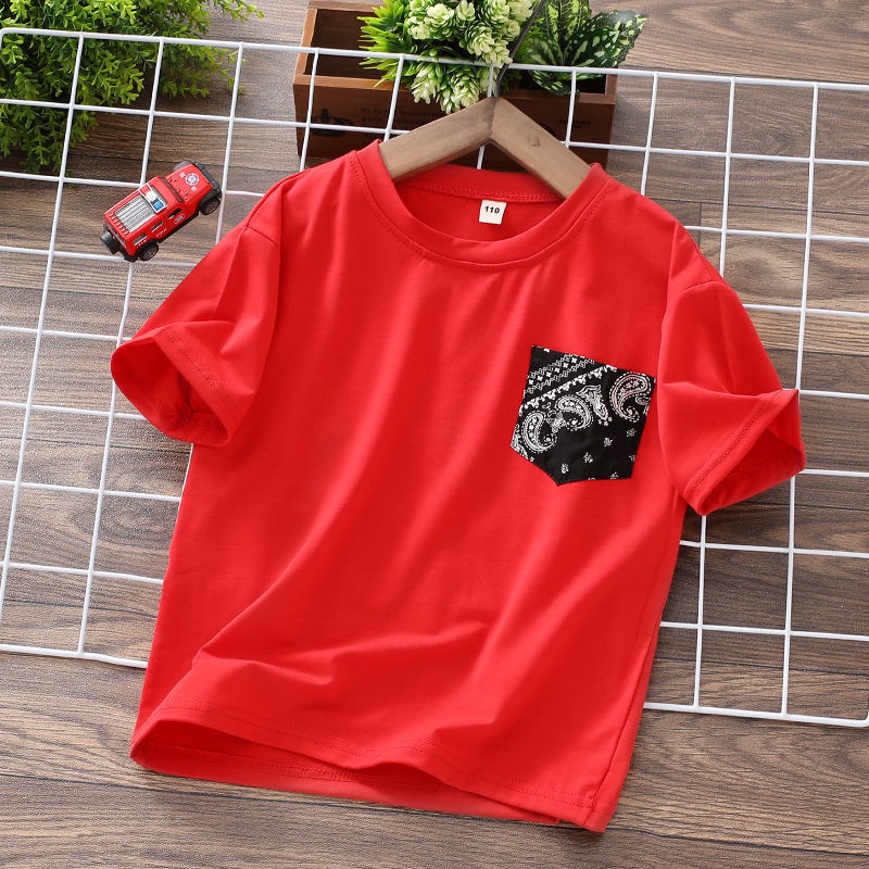 Bộ Áo Thun Ngắn Tay In Hoa + Quần Dài Tới Mắt Cá Chân Dáng Rộng Thời Trang Mùa Hè Cho Bé Trai