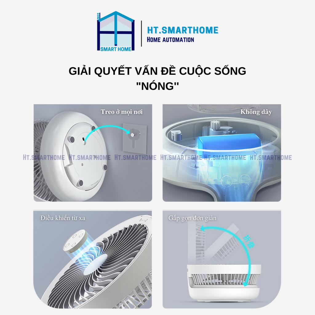 Quạt tích điện mini Edon E808 để bàn, treo tường - Thời gian sử dụng lên đến 10h 4000mAh tích hợp đèn