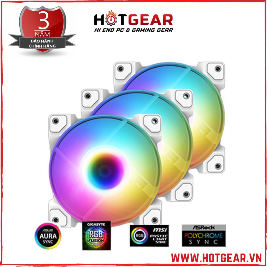 Quạt tản nhiệt Fan Id Cooling Df12025ARGB Trio 3Pcs Pack Snow