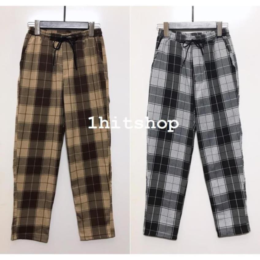 Quần CARO ỐNG SUÔNG NÂU - XÁM ĐEN - ĐEN Nam Nữ Unisex