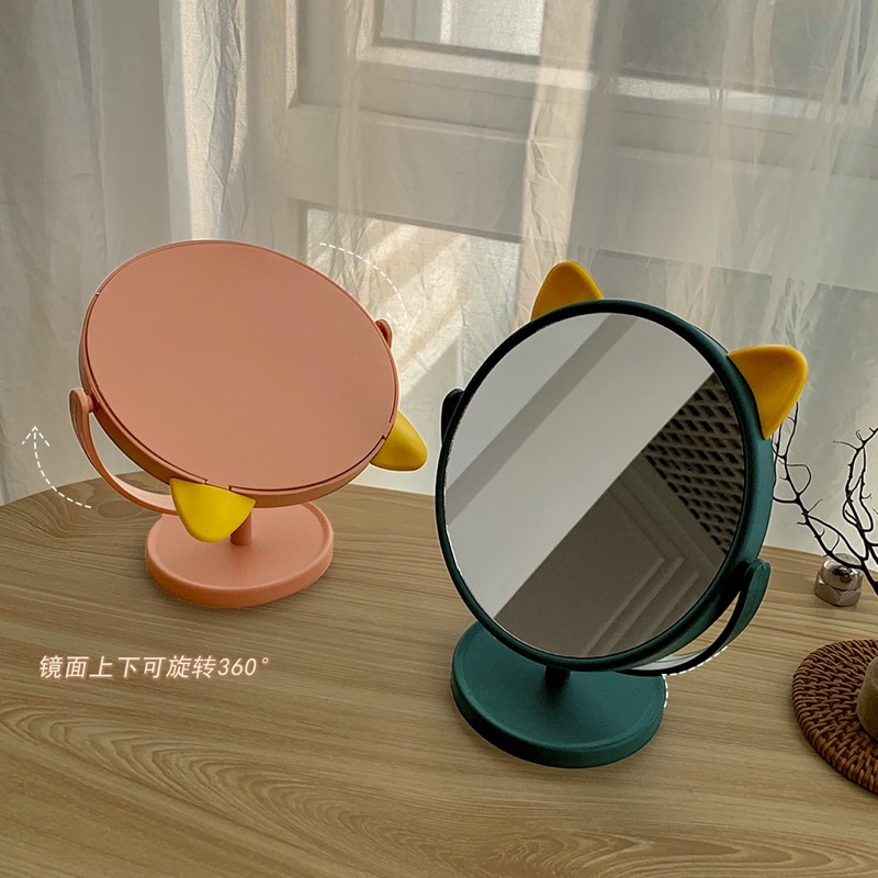 Gương Tai Mèo Trang Điểm Để Bàn Xoay 360 Độ