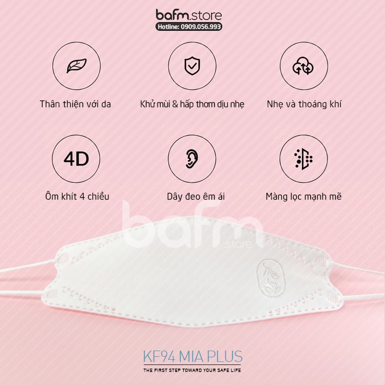 Khẩu trang KF94 Hàn Quốc Mia Plus - Đã Khử mùi thơm dịu nhẹ tại Bafm.Store