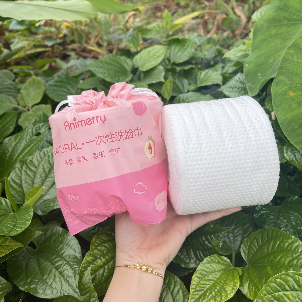 Khăn tẩy trang cuộn túi ANIMERRY COTTON sẵn
