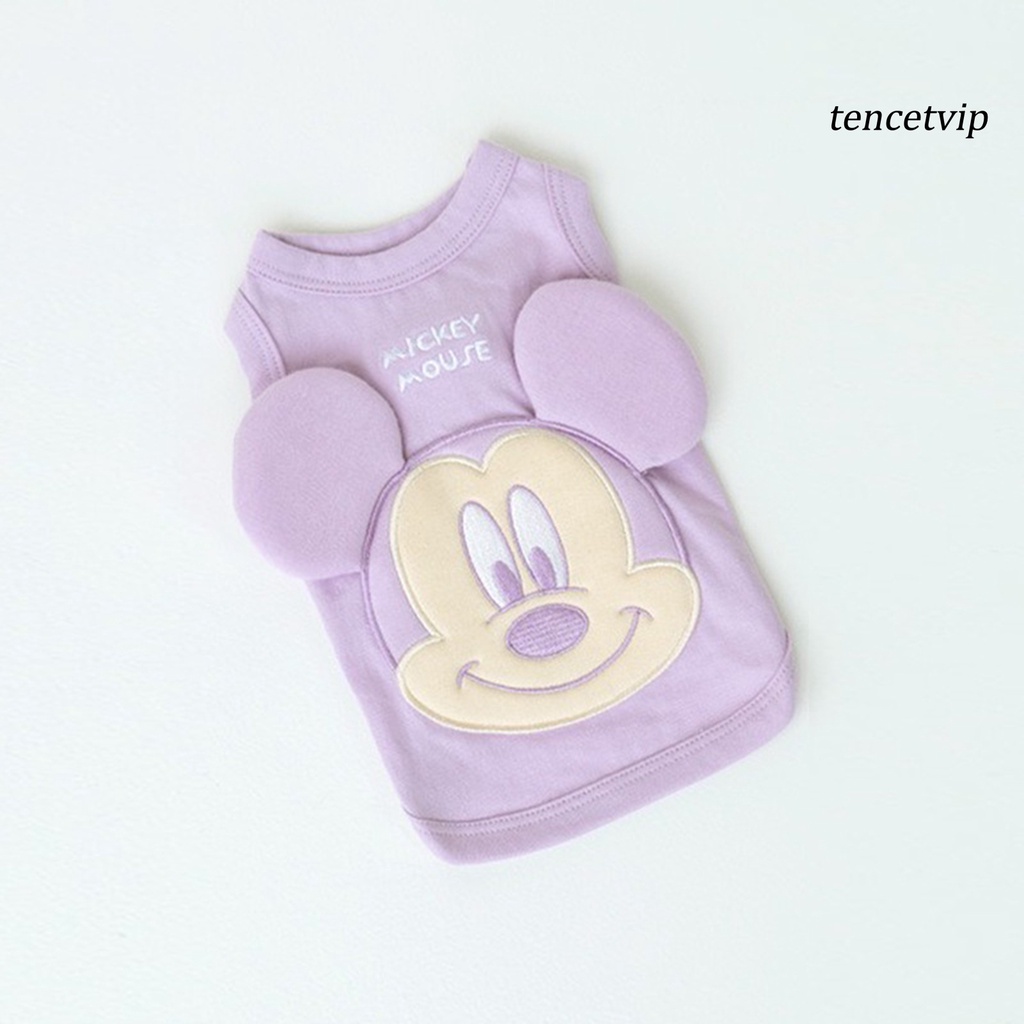 Áo không tay in hình chuột Mickey hoạt hình thoáng khí dành cho thú cưng