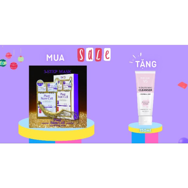 Mặt nạ tế bào gốc nhân sâm tái tạo, phục hồi cho da sau lăn kim, laser da Rainbow L'affair Plant Stem 10x28ml