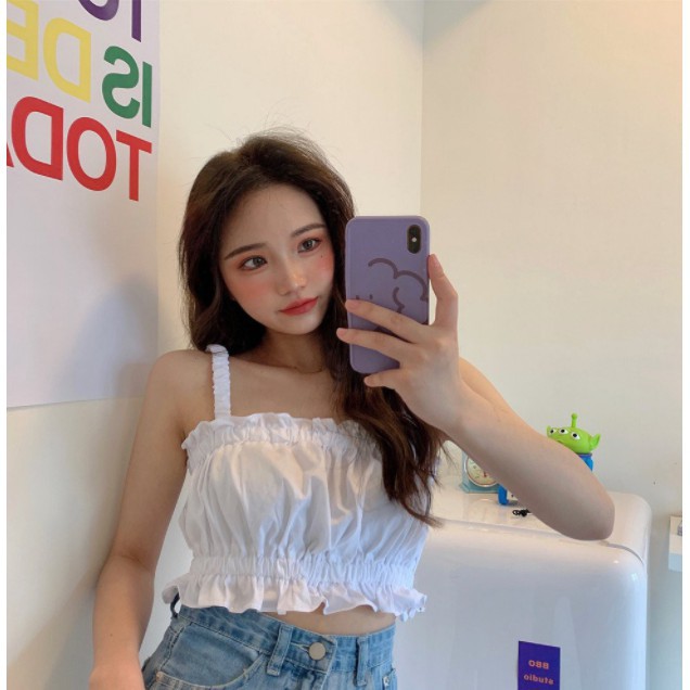Áo croptop 2 dây chun ngực chất đũi cực xinh / áo hai dây croptop siêu xinh | BigBuy360 - bigbuy360.vn