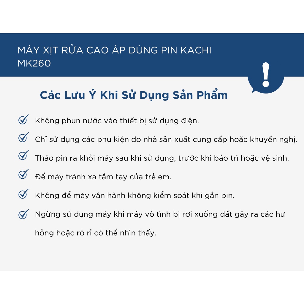  Máy Xịt Rửa Xe Di Động Không Dây Dùng Pin Kachi MK260