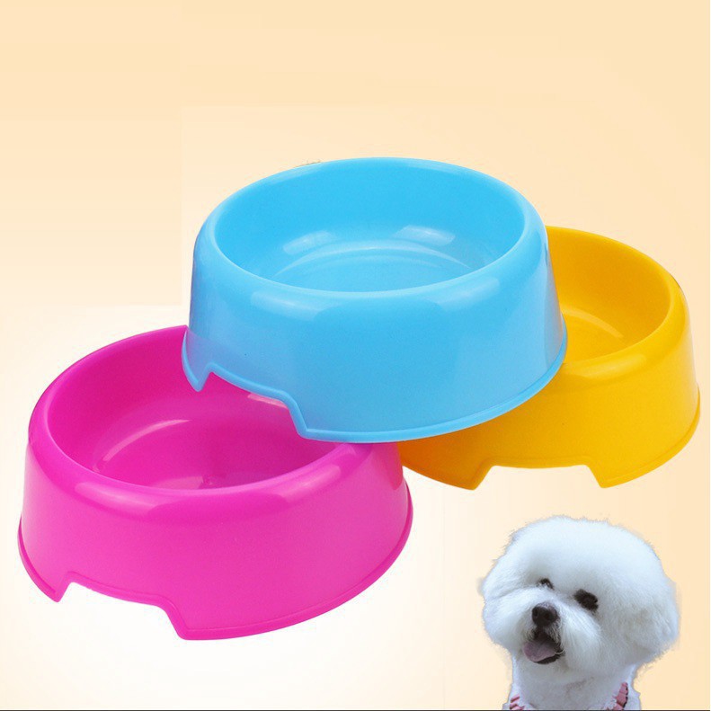 Bát ăn chó mèo  - Bát tròn đơn chất liệu nhựa bát ăn mèo - Long Vũ Pet Food