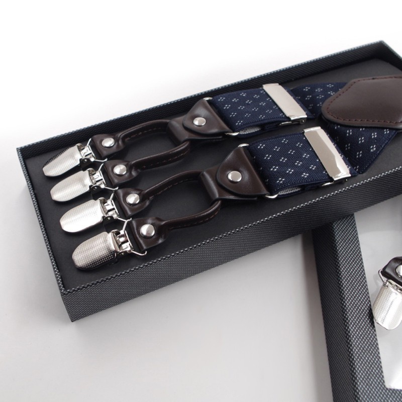 Dây đai quần vải dệt hoa văn chữ Y có 6 kẹp co giãn chống trượt tùy chỉnh thời trang cho nam