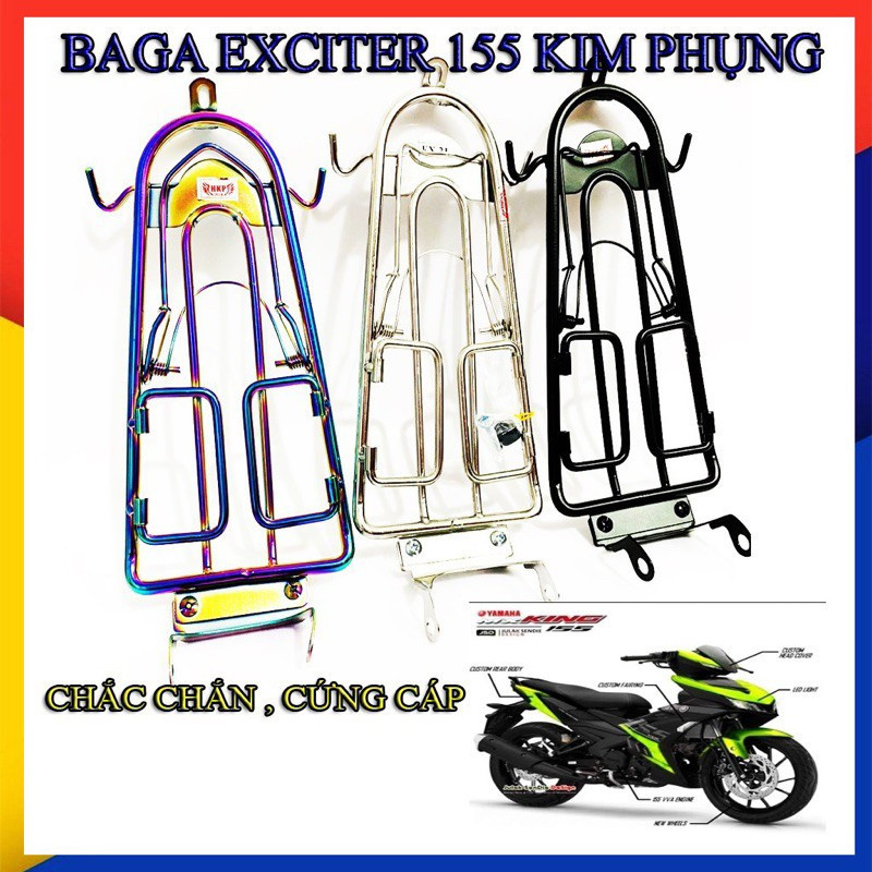 Baga Giữa Cho Xe Exciter 155 INOX 10LI  Ex2021 ( TRẮNG INOX, SƠN TĨNH ĐIỆN ĐEN, TITAN 7 MÀU ) BH 1 ĐỔI 1