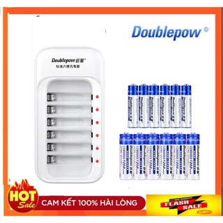 Combo Sạc pin 6 cổng, sạc AA, AAA DP-B06 - DoublePow + tặng kèm pin AA, AAA cùng hãng (tùy chọn loại pin)