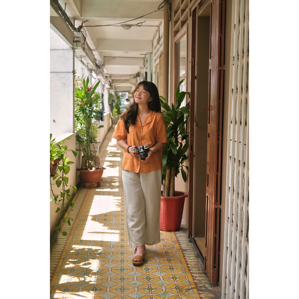 Áo Sơ Mi Linen Nữ Cổ Cuban