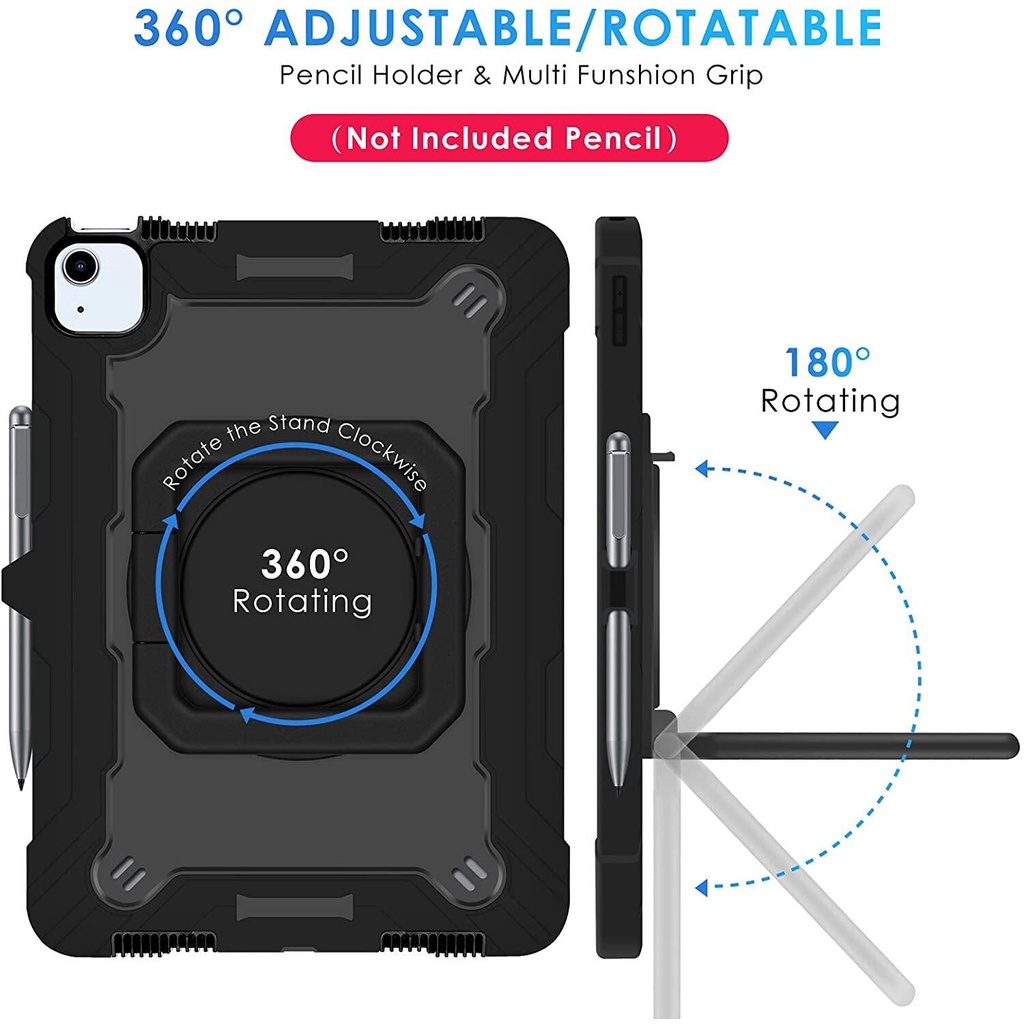 Ốp Máy Tính Bảng Chống Sốc 3 Lớp Chịu Được Sức Nặng 360 Độ Cho iPad 10th Gen 10.9 inch 2022°Ốp Lưng Có Đế DựNg Và Dây Đeo Vai Cho iPad 10.2 / iPad Air 5 / Air 4 / Air 3 / iPad Pro 11 / Mini 6