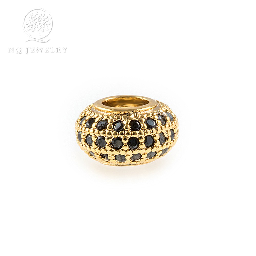 Charm hợp kim tròn đính đá xỏ ngang - NQ Jewelry